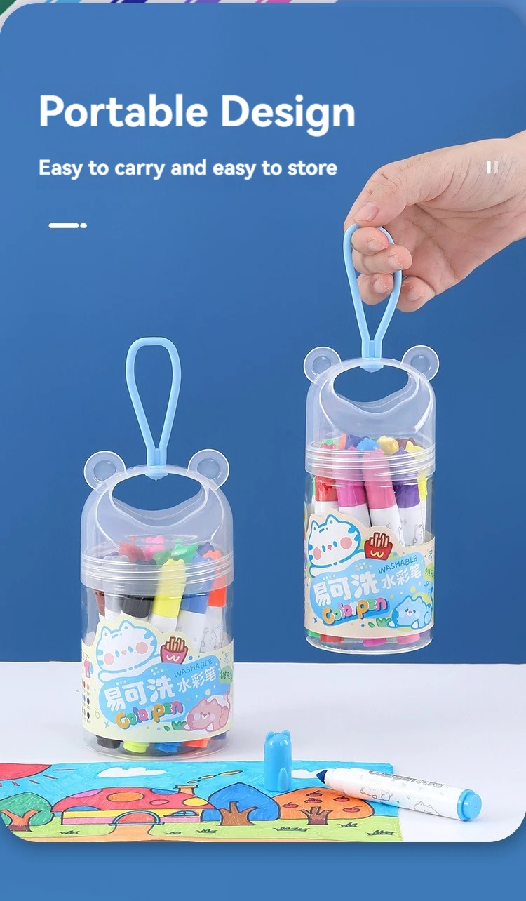 Waschbare Marker, Aquarellstift für Kinder, 12–24 Farben, waschbare Marker-Set, Farbmarker, Großpackung für Schulklassenzimmerbedarf – Detail 7