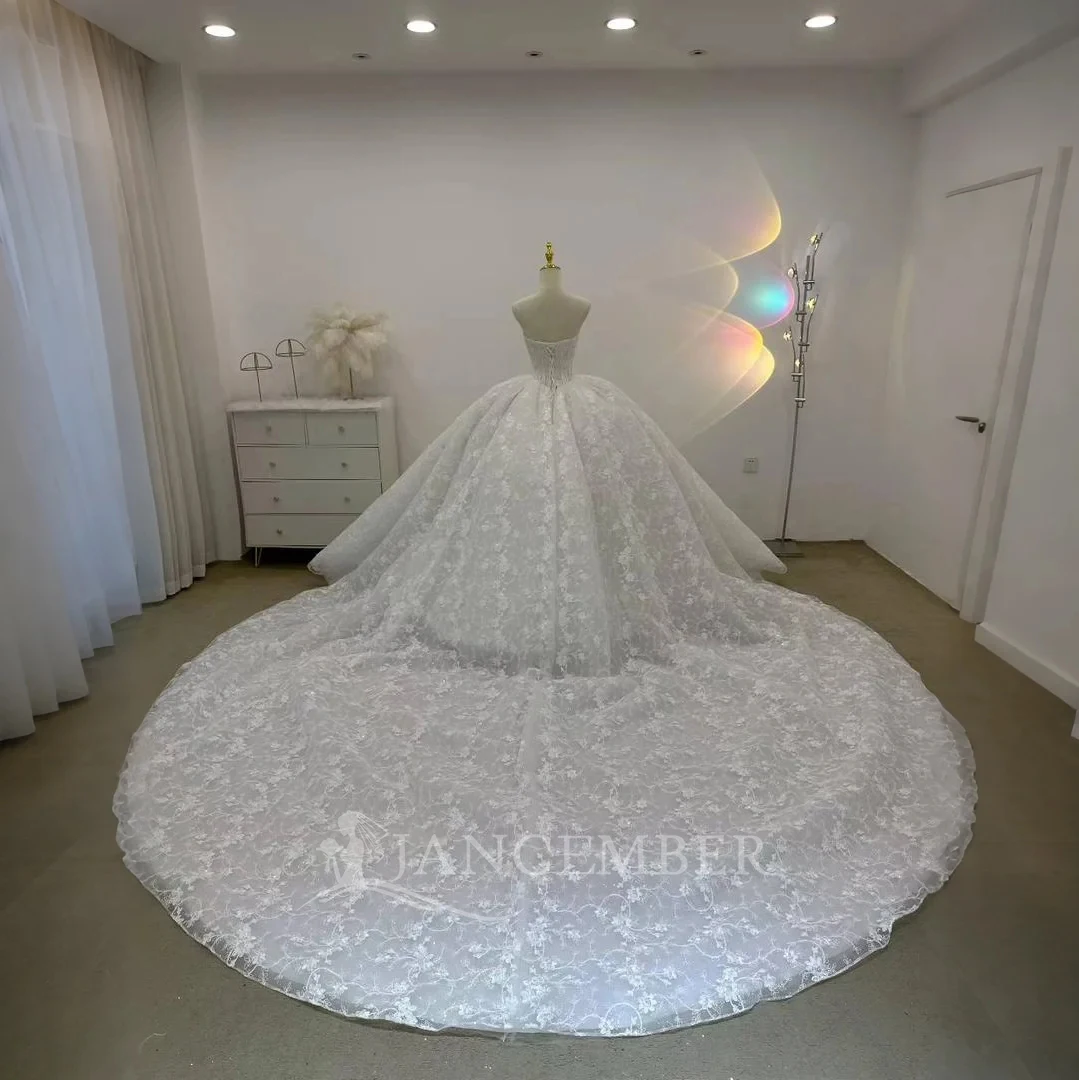 Personalizzato Nuovo Lusso Organza Abito da ballo da sposa Abito da sposa Lace Up Corte Grande strascico Plus Size Made Personalizzato فسات przvalle