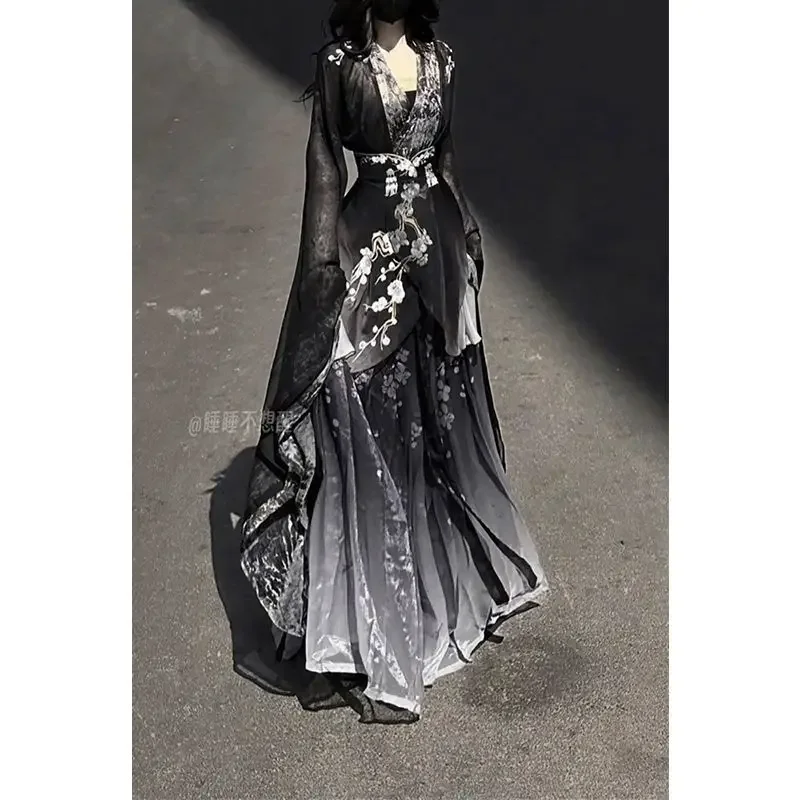 Southern And Northern Dynasties Style Qing Hanfu Heavy Industry Embroidery Waist Skirt Set Martial Arts Jianghu Dress