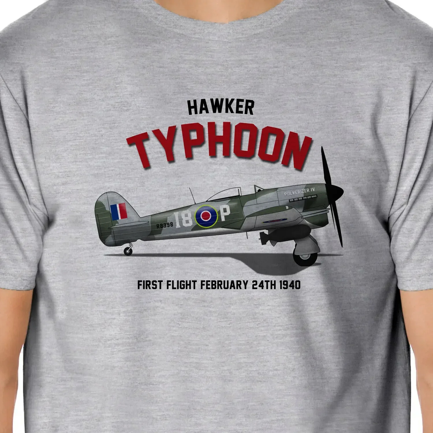 British Hawker Typhoon Fighter-bomber Aircraft T-Shirt 100% Cotton O-Neck Summer Short Sleeve Casual Mens T-shirt Size S-3XL