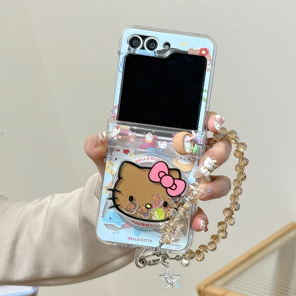 

New HelloKitty Lovely Anti-fall Cover Funda For Samsung Galaxy Z Flip6 Flip5 7 flip7 with Magsafe Holder Shockproof Phone Case