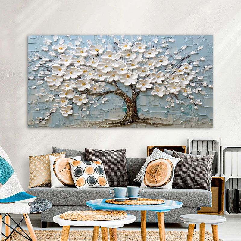 One Piece White Flower Tree Posters Painting Canvas Print Wall Art Picture for Living Room Modern Home Decoration No Frame