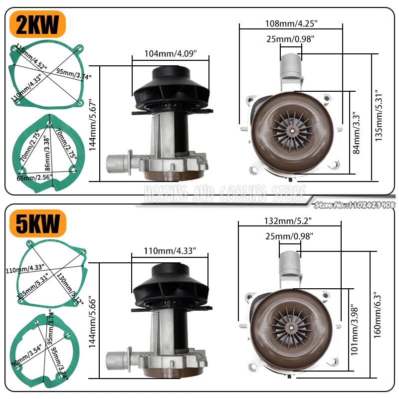 12V/24V 2KW 5KW Air Parking Heater Blower Combustion Fan Assembly Set Motor Start Engine Parts Air Parking Heaters D2 D4 Air Fan