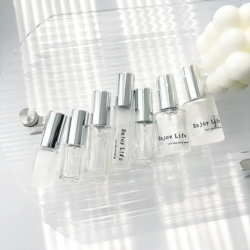 5/10ML kwadratowe butelki z rozpylaczem perfum przenośne grube szklane fiolki próbnik Atomizer pusty podróżny pojemnik na kosmetyki w płynie wielokrotnego napełniania