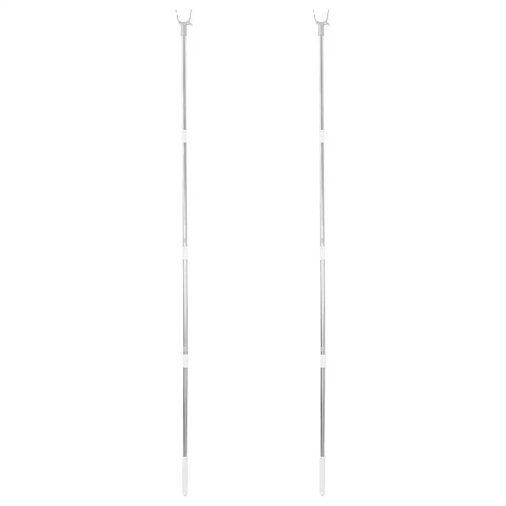 

2 Pcs Clothes Rail Closet Reacher Pole Clothesline Poles for Outdoors Aluminum Alloy Hanging Rod Prop Plastic Closes Hook