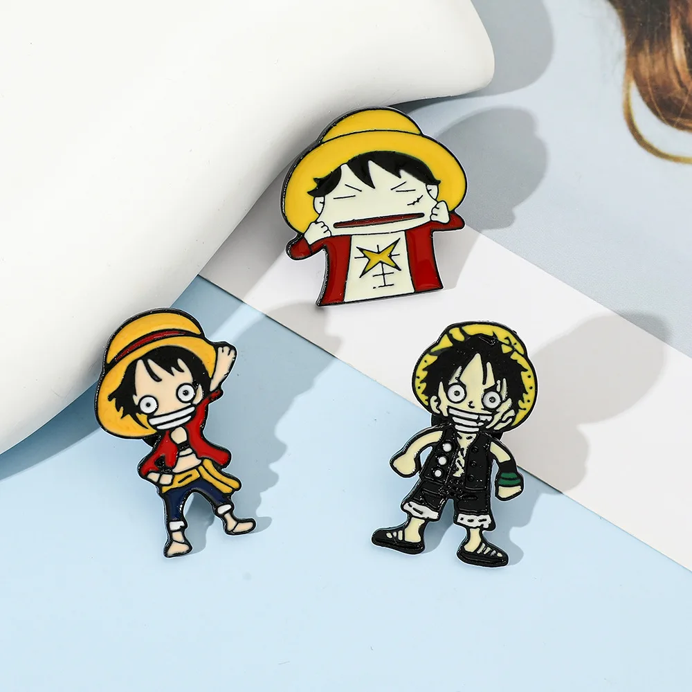 One Piece Luffy Enamel Pins Anime Figure Brooch Badges Cartoon Cute Backpack Metal Pin Accessories for Man Jewelry Decoration