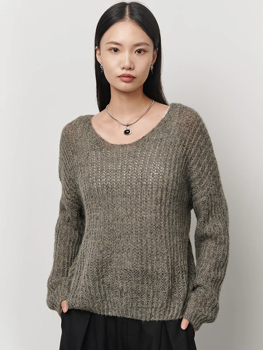 

Женский вязаный свитер Linemodrey25 свободного кроя, осенне-зимний, теплый, с длинными рукавами, круглым вырезом, цельный