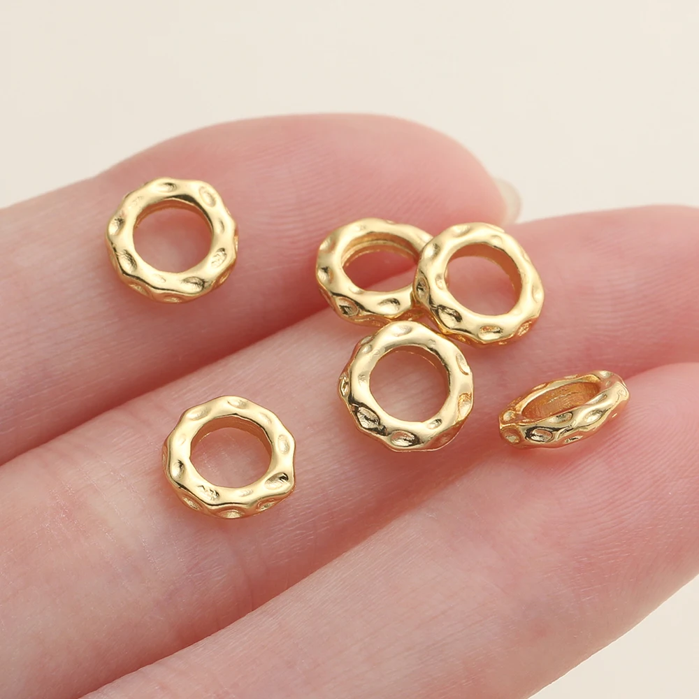 5Pcs/Pack 14/18k Gold Color Plated Big Hole Round Spacer Beads Cap for Jewelry Making Bracelet Necklace DIY Accessories image 5