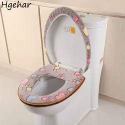 New Two Pieces Toilet Seat Cover Warm Soft Skin-friendly Cartoon  Cushion Reusable Zipper O-shape Closestool Mats Bathroom