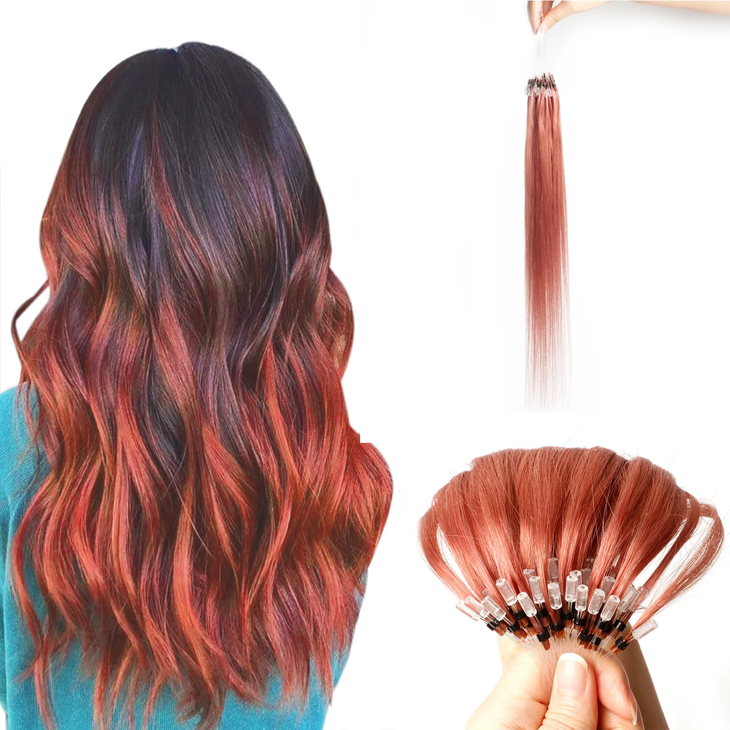 

Красочные волосы, наращивание волос с микрозвеньями, человеческие волосы, простая установка, без клея, девственные человеческие волосы для женщин, 50 прядей в упаковке, 12 "16" 20 дюймов