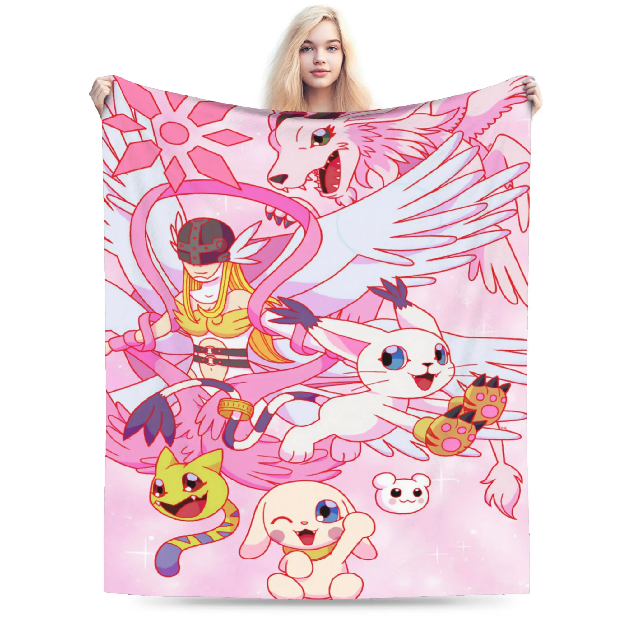 Digimon Adventure Warm Soft Blanket  Kids Adult Plush Bedding Throws Fashion Couch Chair Flannel Bedspread Sofa Bed Cover