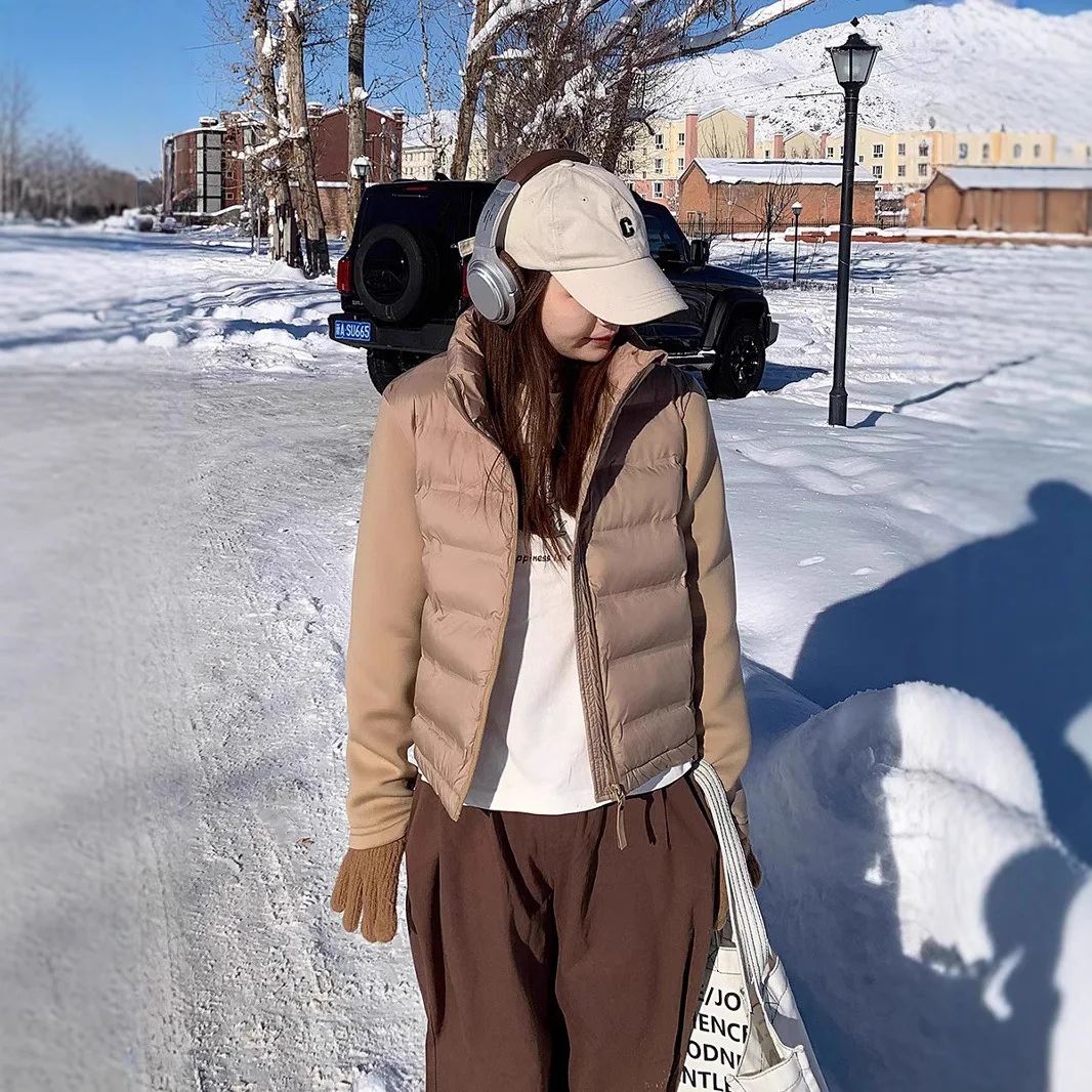 

Легкая пуховая хлопковая куртка, женская куртка с воротником-стойкой, осенне-зимняя теплая простая стильная верхняя одежда, утепленное хлопковое пальто с длинными рукавами