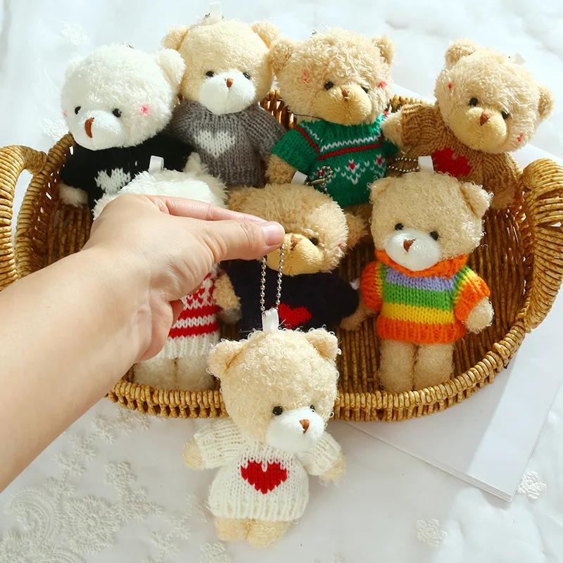 Netter Bär Plüschtier Schlüsselanhänger Pullover Winziger Bär Puppe Anhänger Tier Stofftier für Mädchen Rucksack Zubehör Kinder kleines Geschenk