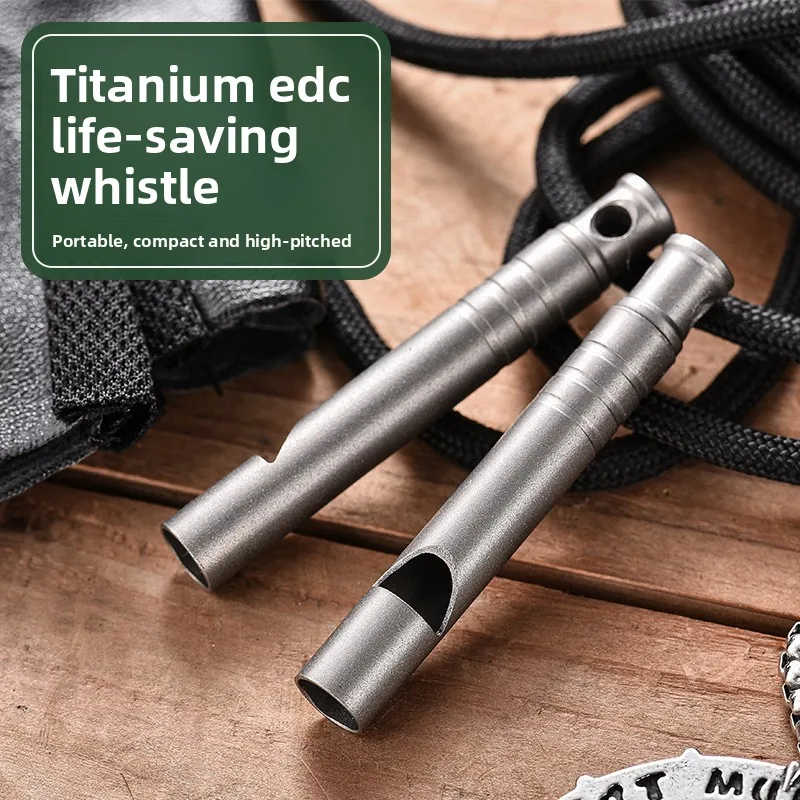 TC4 Titanium Survival Whistle High Decibel Outdoor Emergency Signaling Tool for Camping Hiking Keychain EDC