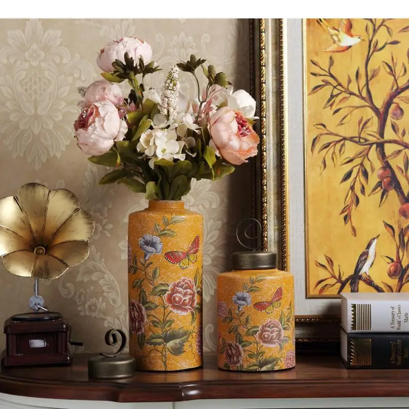 Flower and Decorative Jars with Lids Desk Decoration High Capacity Ceramic Tea Caddy Sugar Jar Porcelain Storage