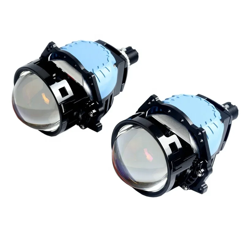 3 inch E8 58w 65w 3 pcs reflector car Bi led Projector blue Lens