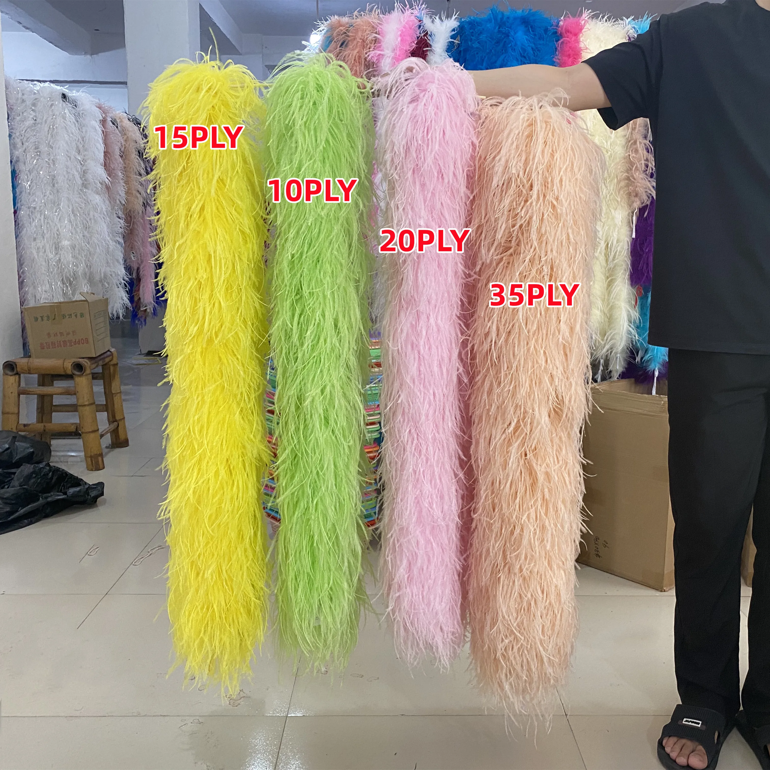 Customized Dyed Ostrich Feather Boa Vintage Decoration Plume Scarf for Wedding Dress Sewing Accessory Shawl Fashion 2 Meters