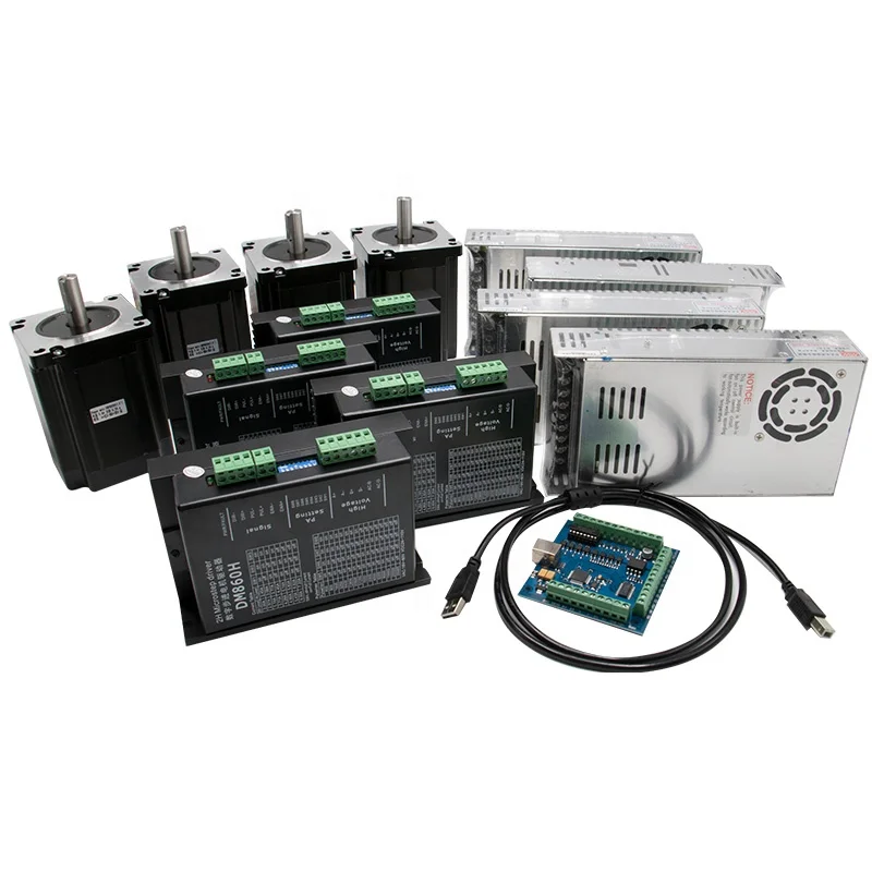 

HLTNC Nema 34 86stepper Dc Motor With Driver DM860H Single Shaft 1600oz-in+mach3+ Power Supply 400W 60V for CNC Milling Kit