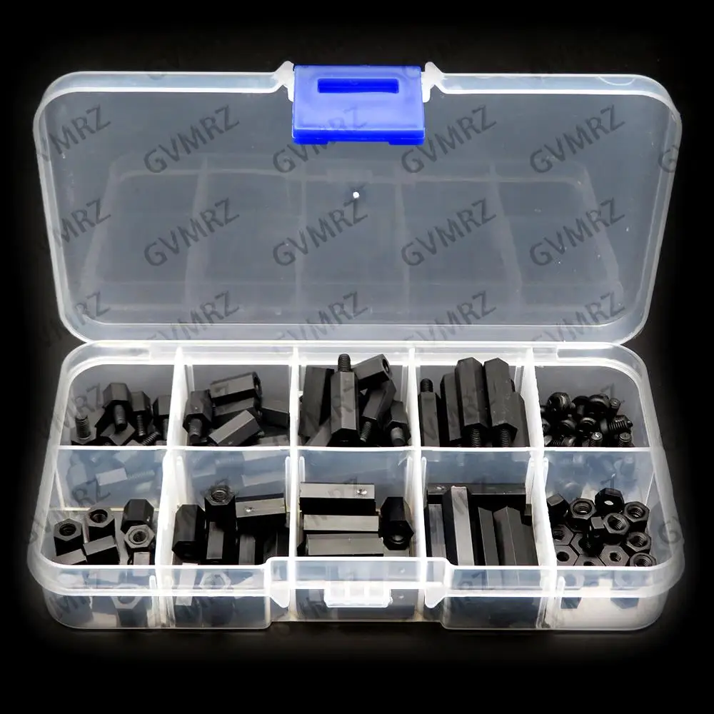 120PCS M3 Hex Nylon Spacer Standoff Kit - Black & White for Electronics DIY Projects Black/ White