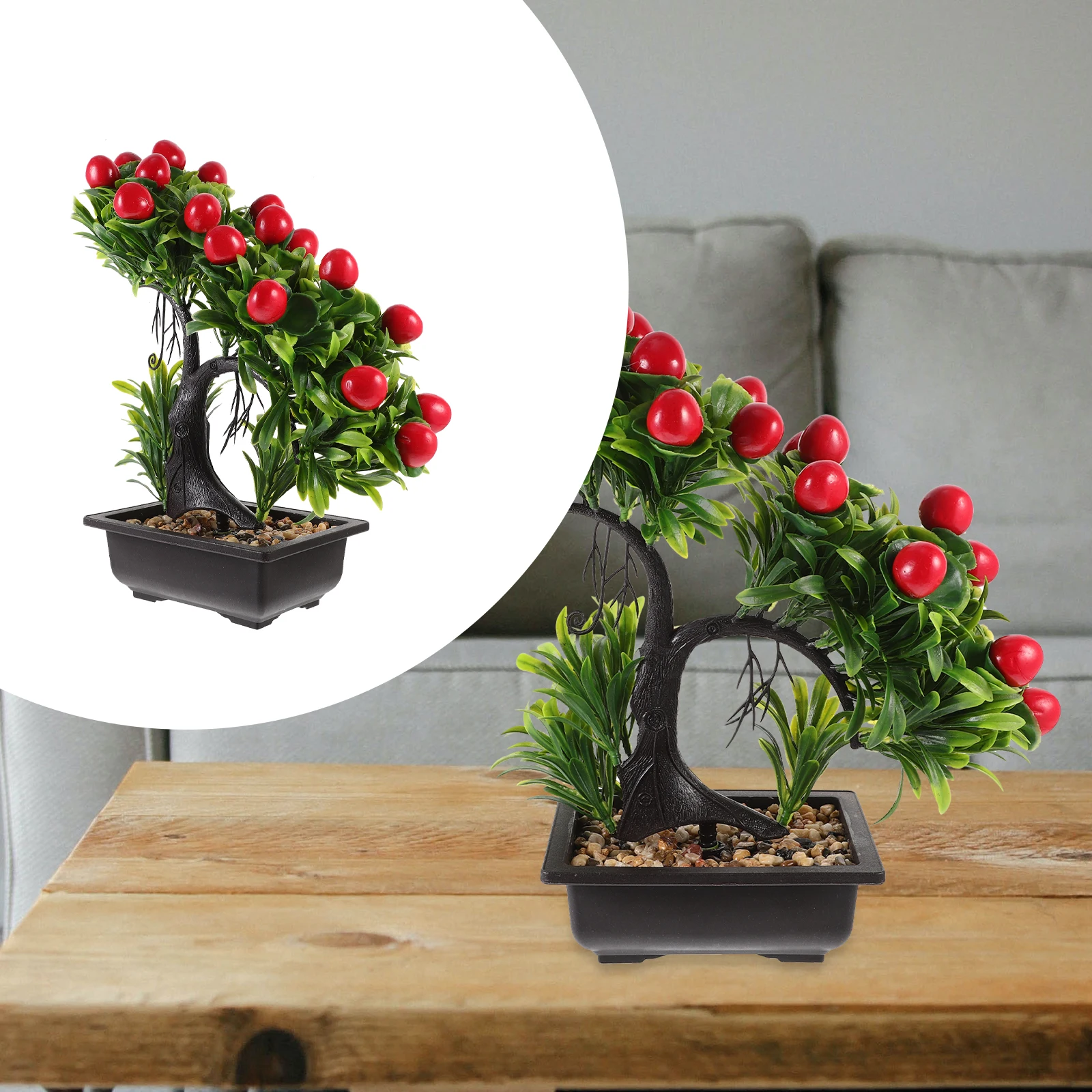 

Indoor Plants Artificial Bonsai Flower Lucky Fruit Outdoor Faux Fake Potted Office