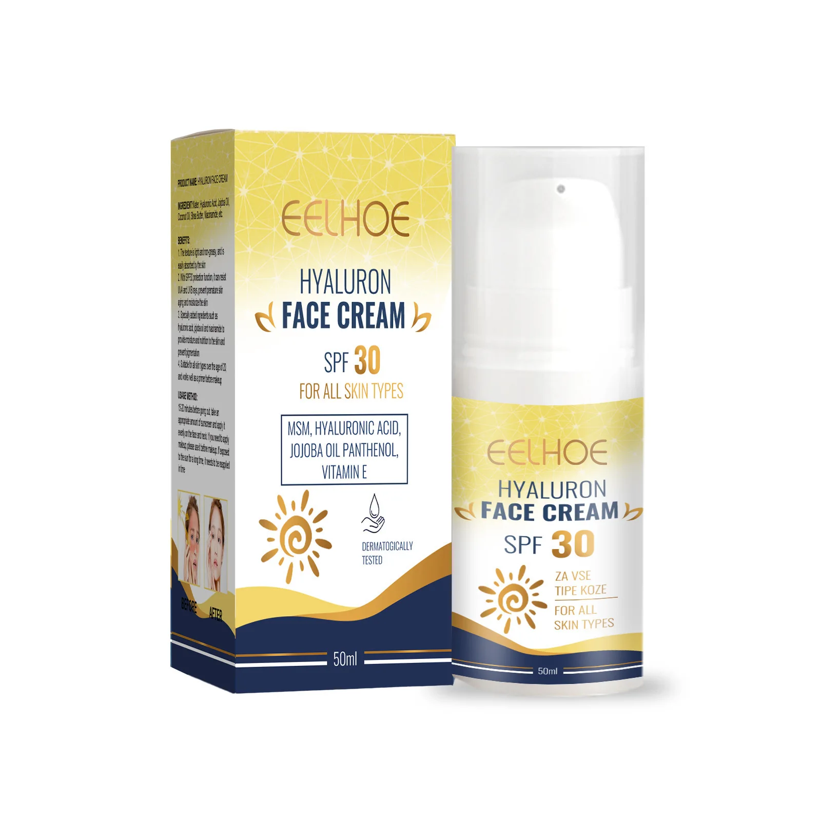 Creme Corporal Whitening Hidratante Solar, Protetor Solar Anti-Envelhecimento, Protetor Solar Protetor para Rosto, Creme de Queimaduras Solares, Hidratante, FPS