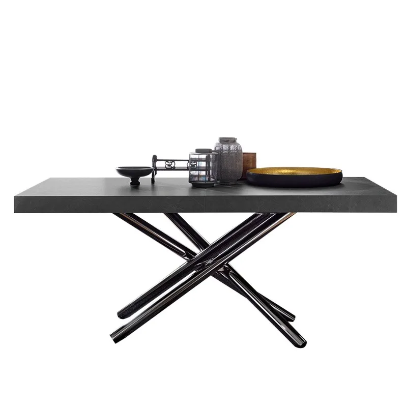 Multifunctional retractable dining table, rock slab small apartment rectangular modern simplicity