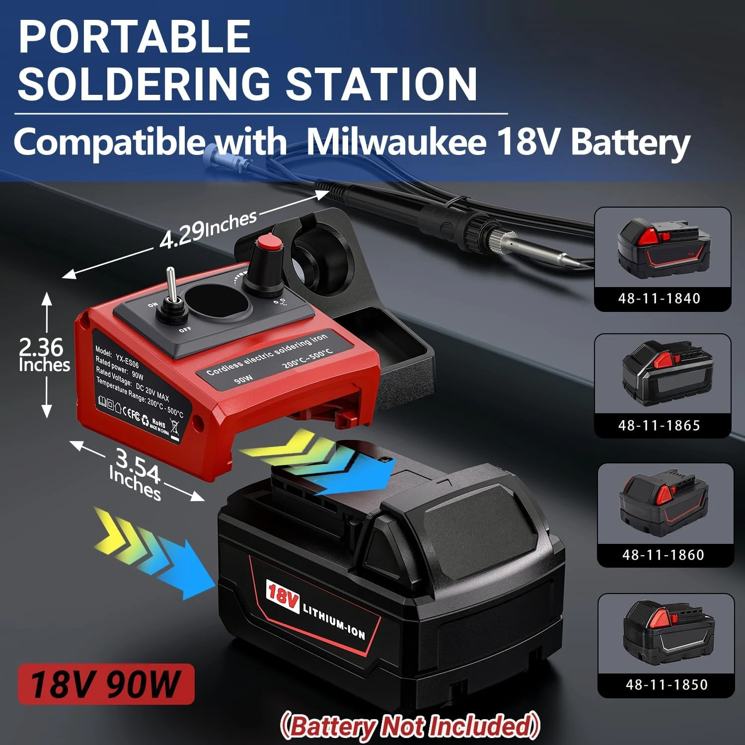 NEUER Kabelloser Lötkolben für Milwaukee 18V Akku, 90W Lötstation-Set mit 5 Spitzen, DIY-Lötset. (Nur Werkzeug) – Detail 5