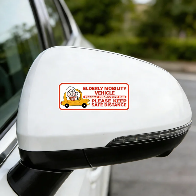 Elderly Mobility Vehicle Sticker Senior Safety Decal Waterproof Vinyl Car Laptop Luggage Motorcycle Durable Label