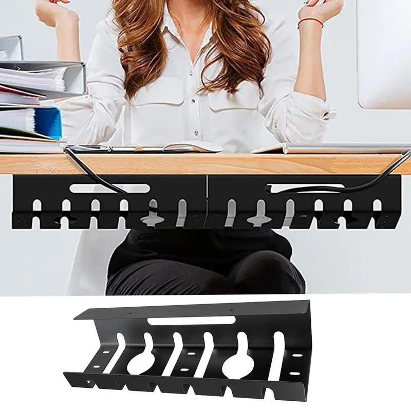 Wire Organizer Under Desk Metal Cable Management Tray U-Channel Screw Installation Under Desk Shelf Cable Management Rack supply