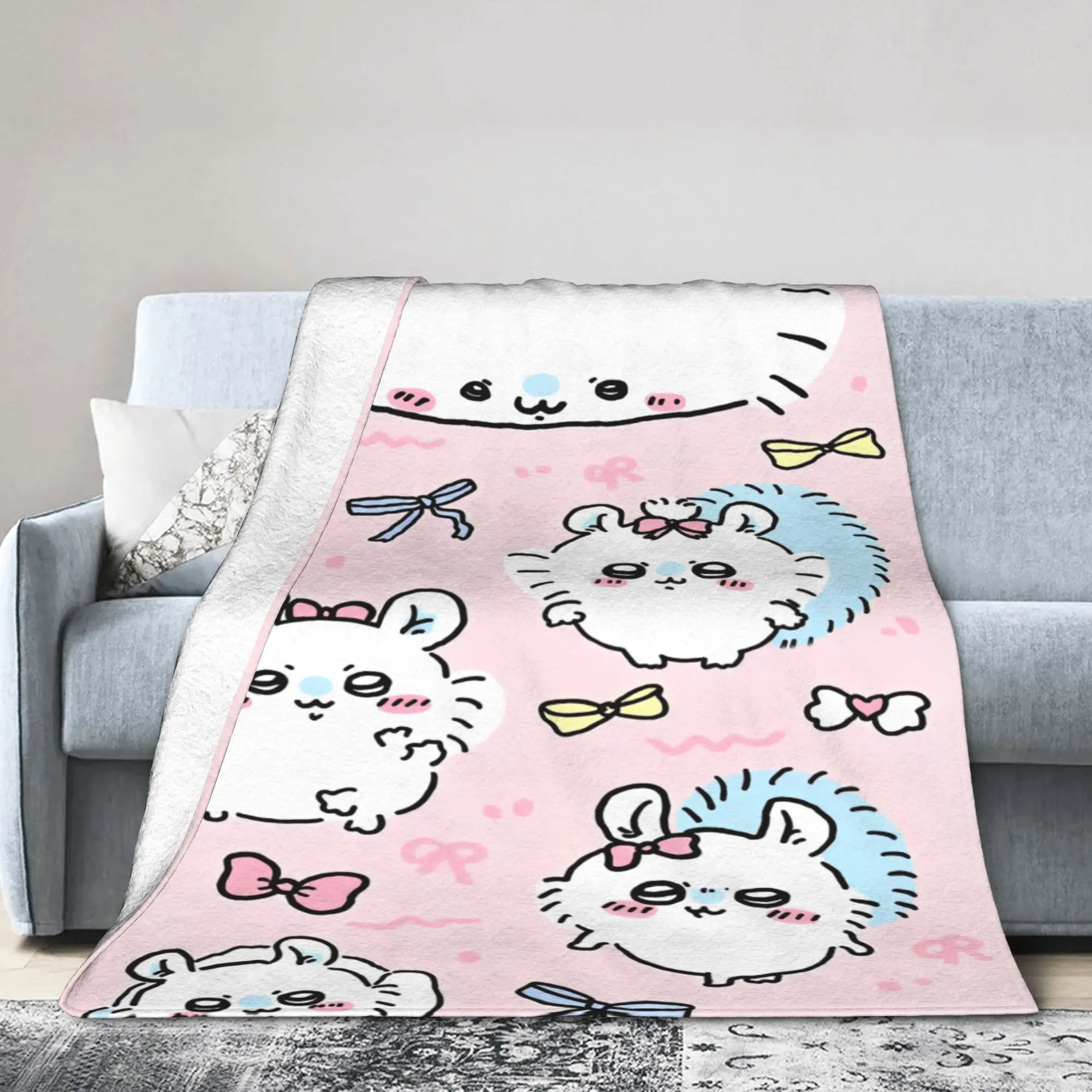 Chiikawa Momonga البطانيات Kawaii الكرتون غامض الجدة لينة رمي بطانية للسرير أريكة النسيج ديكور