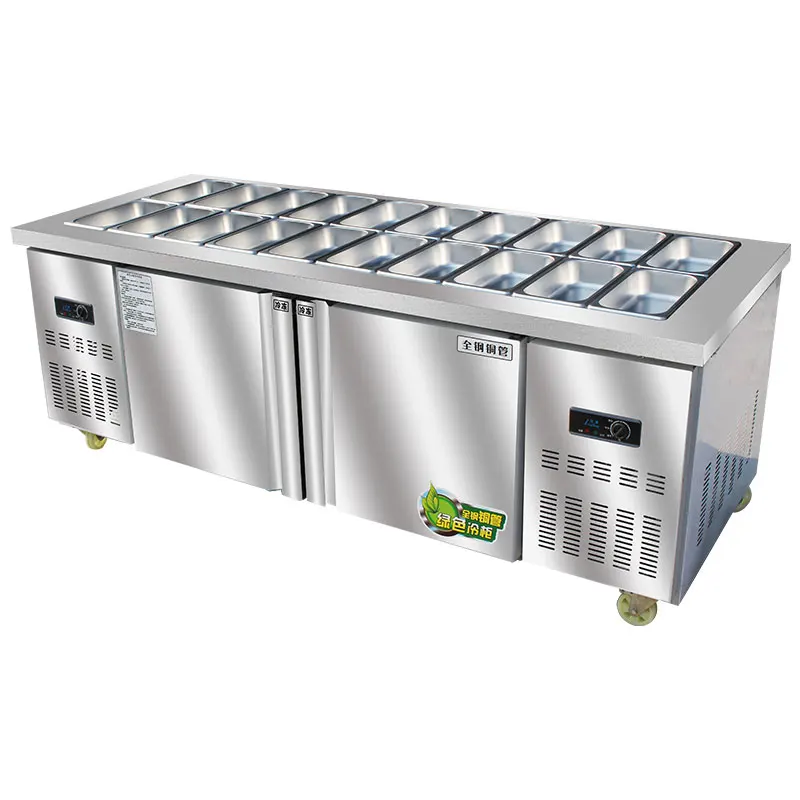 Commercial pizza Salad Fruit Display Table Top Preparation Counter Fridge Freezer Cold Salad Bar Chiller Refrigerator