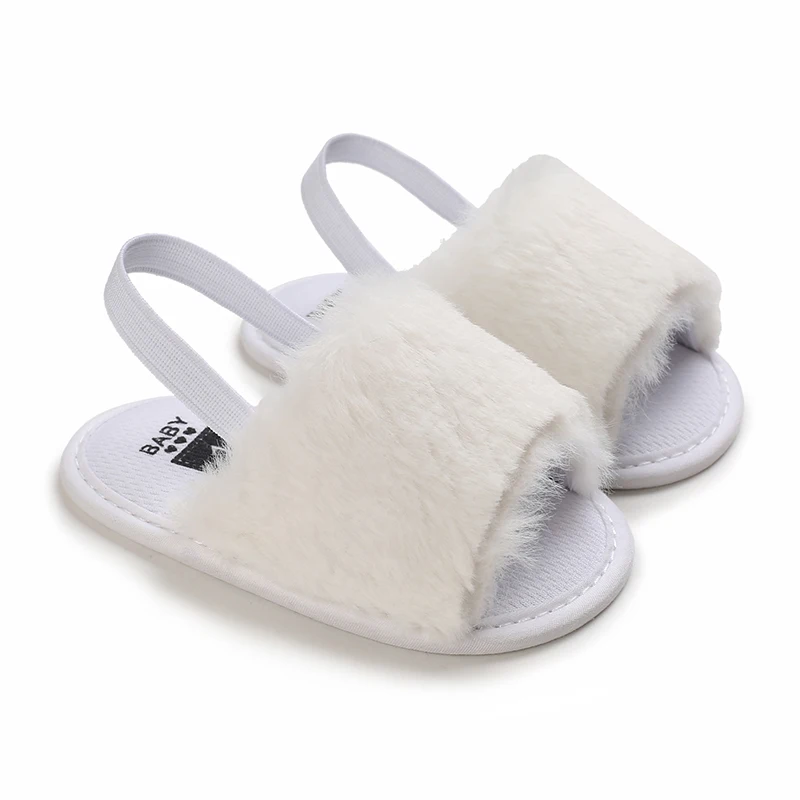 Elastic straps, soft soles, anti slip slippers, soft and comfortable synthetic fur baby sandals