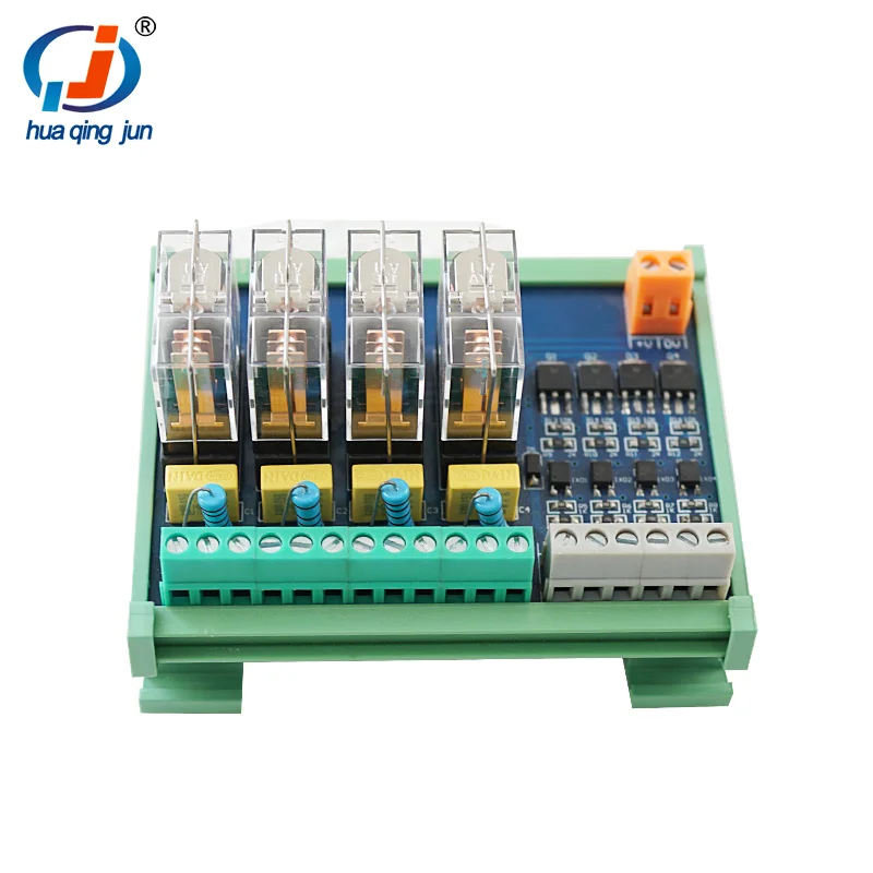 Huaqingjun 4-Channel Relay Module G2R-1-E 16A Resistor-Capacitance Circuit Input Wide Voltage 10V-24VDC Relays for PLC