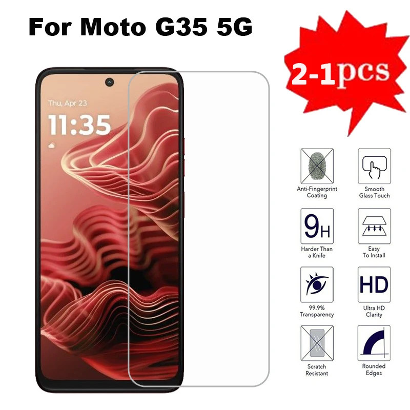 

2-1PC Tempered Glass on Motorola Moto G35 5G Pelicula De Vidrio Protective Glass For Moto G55 5G Cover Moto S50 Screen Protector
