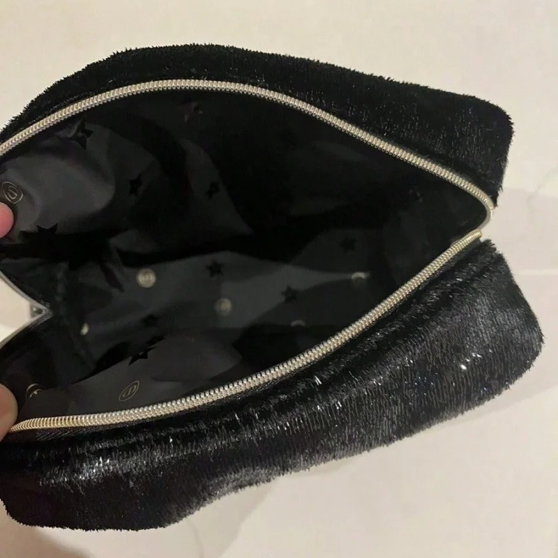 Christian Dior Dior’s bag Vintage Luxury Black Velvet Women Purse Embossed Gold Logo Multi-use Clutch Handbag Portable Cosmetic view 5