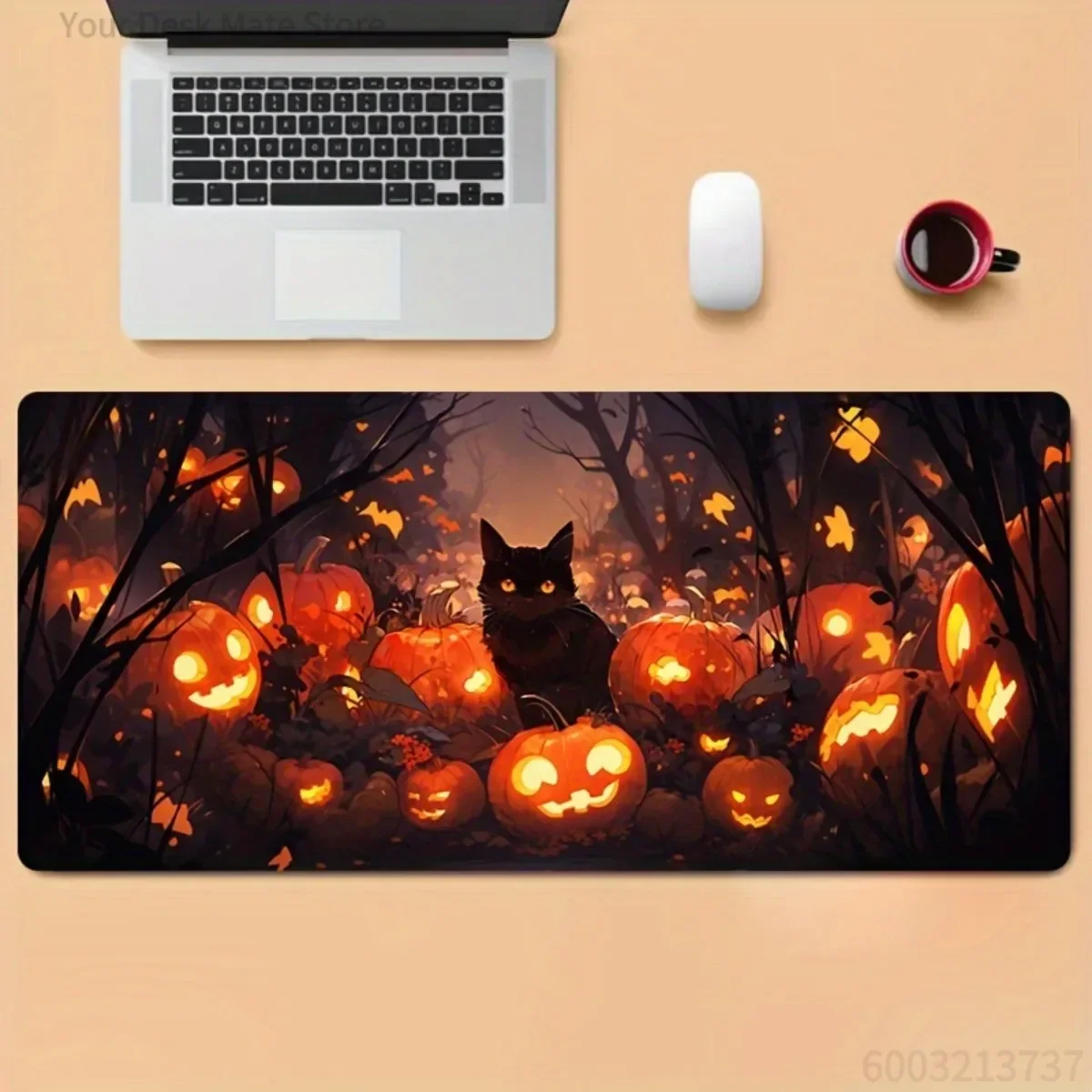 

Anime Pumpkin Design Keyboard Mouse Pad Non-Slip Rubber Base for PC Laptop Office Study Desk Decor