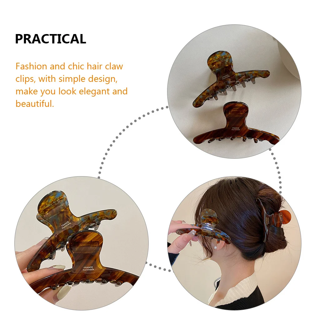

2Pcs Hair Claw Clips Acetate Sheet Simple Nail Jaw Clips Hair Accessories for Women Strong Non Slip Hold Women Headdress