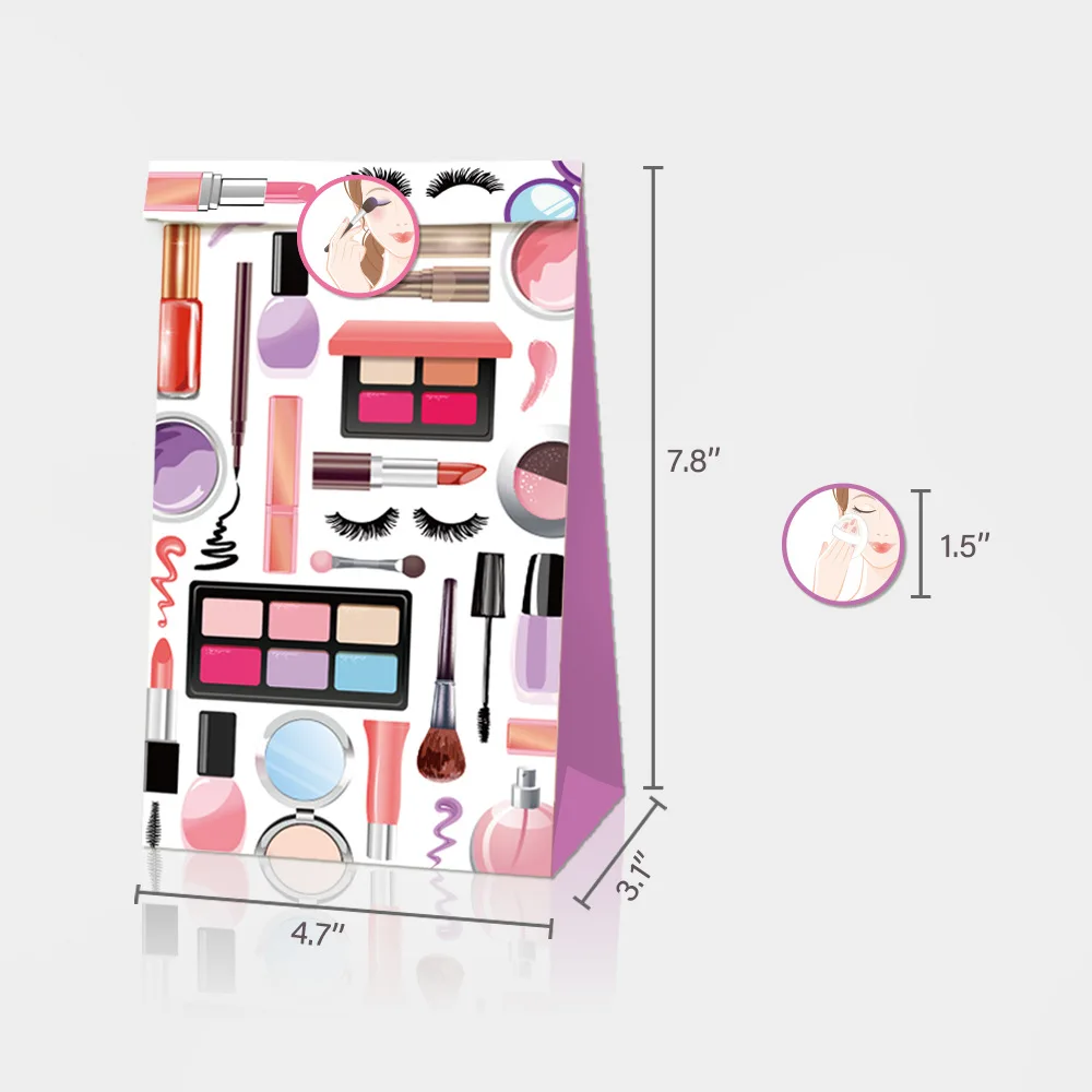 Spa Make Up Partyzubehör Kosmetik Alles Gute zum Geburtstag Banner Papier Goodie Bags mit Aufklebern Mädchen Frauen Geburtstag Party Dekoration – Detail 8