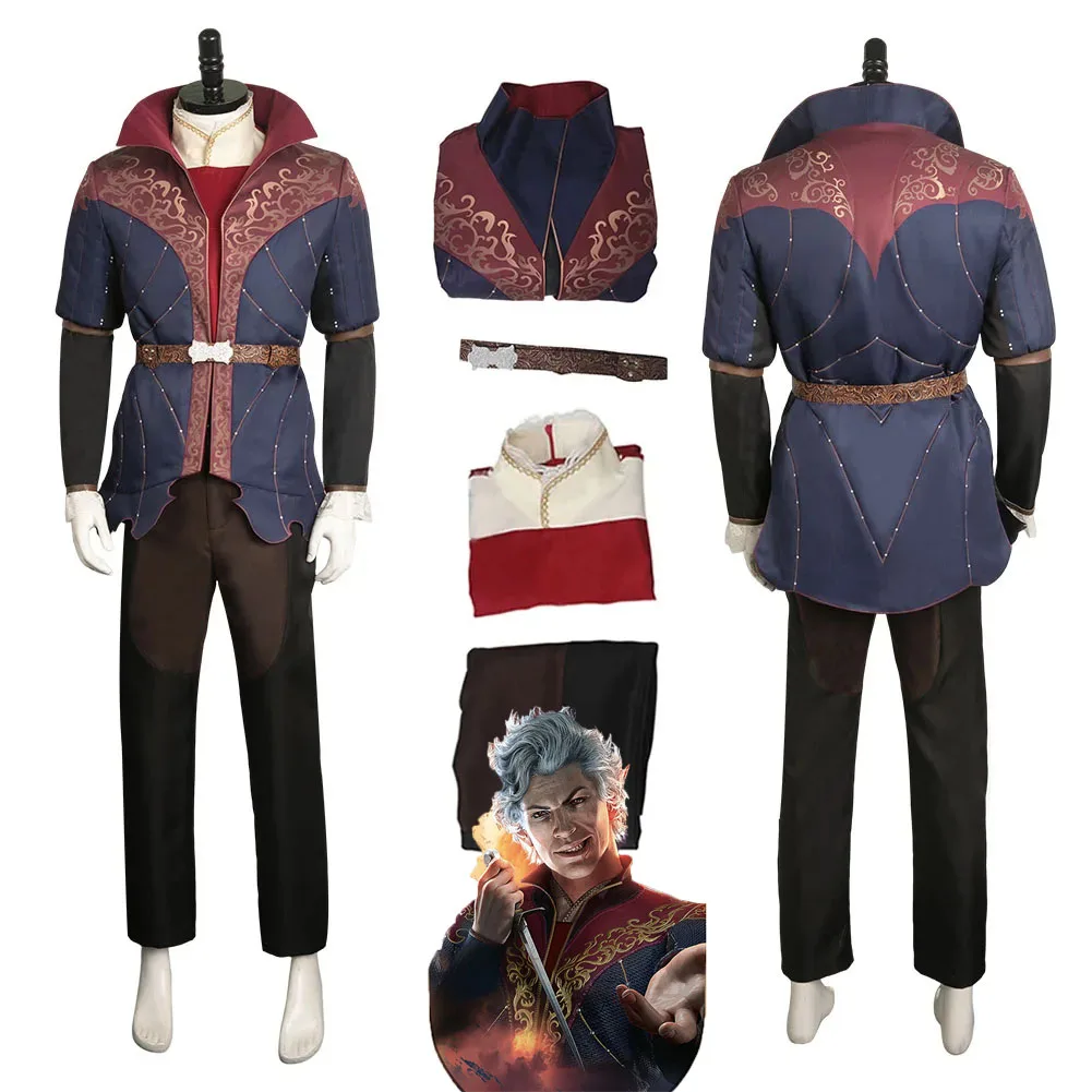 Jeu Baldur Cos Gate Cosplay Costume pour Homme Adulte, Cosplay Arion, Roleplay, Manteau, Pantalon, Fantaisie, Déguisement Trempé, Tenues d'Halloween et de Carnaval