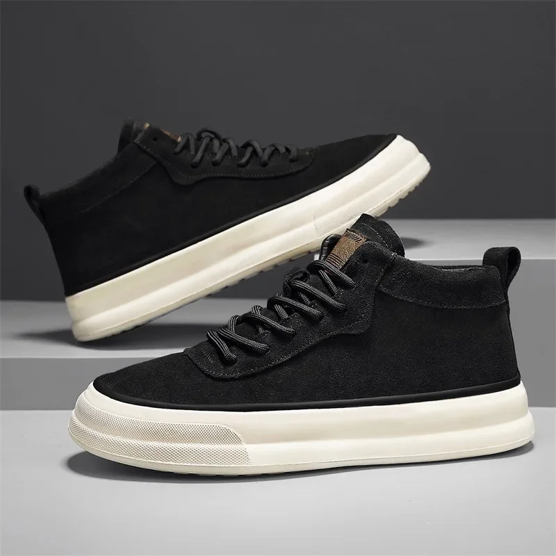 

Men's High-top Sneakers Fashion Suede Casual Shoes Trendy Street Skateboard Shoes for Men Lace Up Sport Running Shoe Tenis Shoes