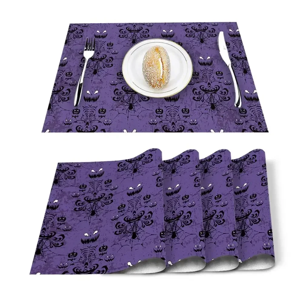 Table Mats Haunted Mansion Printed Cotton Linen  Napkin Kitchen Accessories Home Party Decorative Placemats