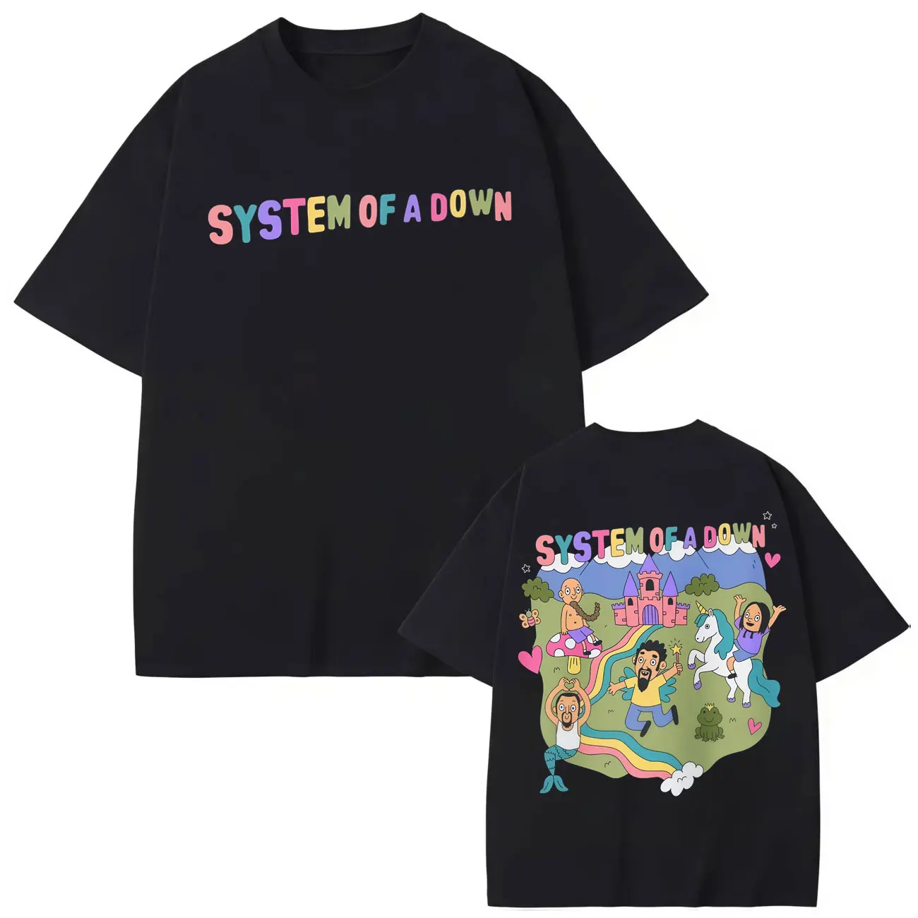 

Rock Band System of A Down Cartoon Graphic T Shirts Fashion Y2k Short Sleeve T-shirts Men Women Casual Cotton T-shirt Streetwear