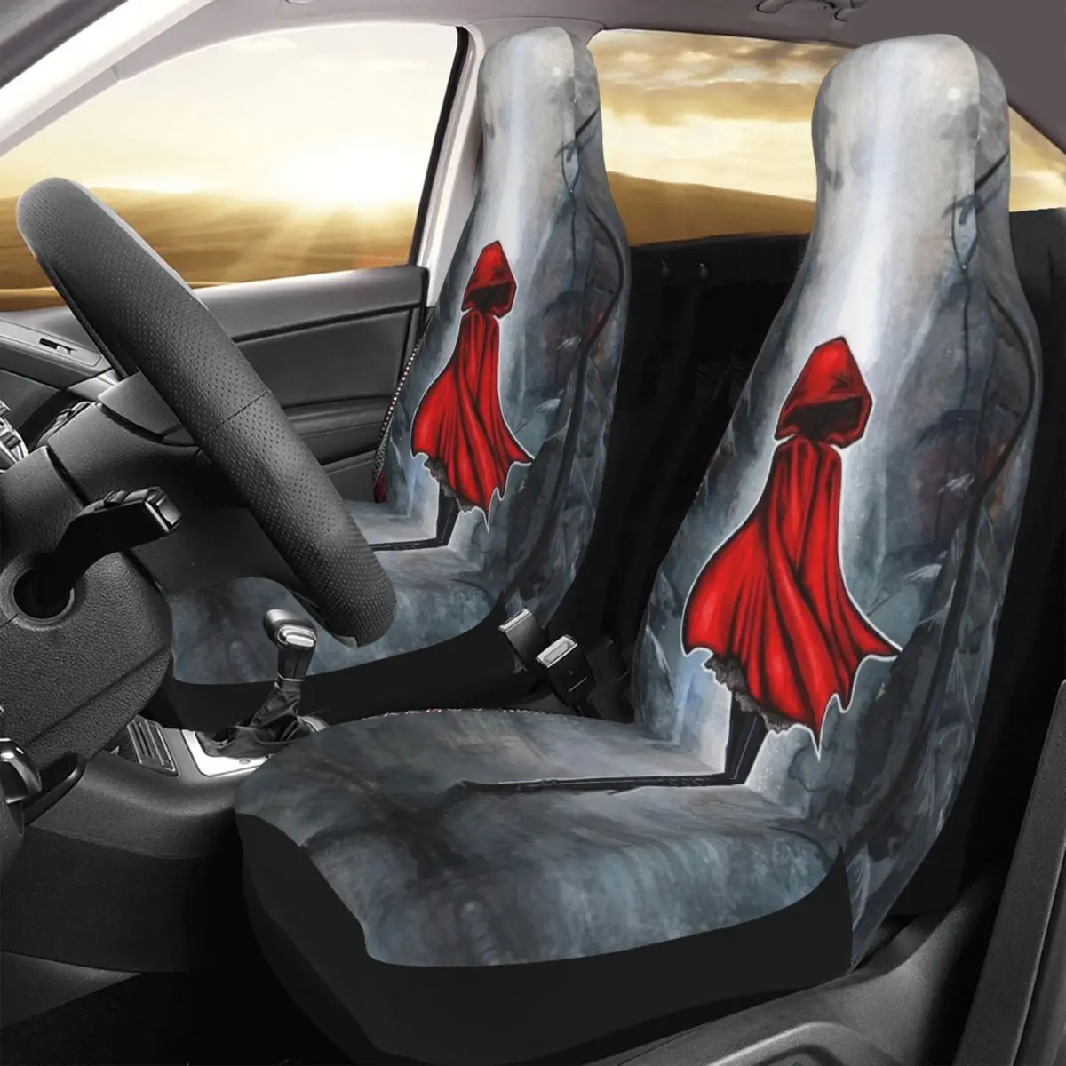 

Little Red Riding Hood Car Seat Cover Custom Printing Universal Front Protector Accessories Cushion Set