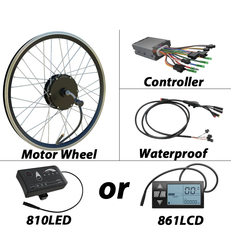 AliExpress UK Jueshuai 48V 250W-500W E Bike Motor Wheel Kit Controller Waterproof Line Display Electric Bike Conversion Kit