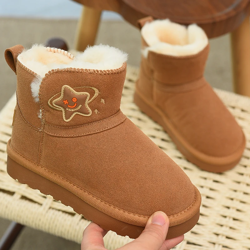 Children's Snow Boots 2025 Winter New Style Children's Shoes Warm Cotton Boots Girls' Velvet Short Boots Boys' Thick Large Cotto