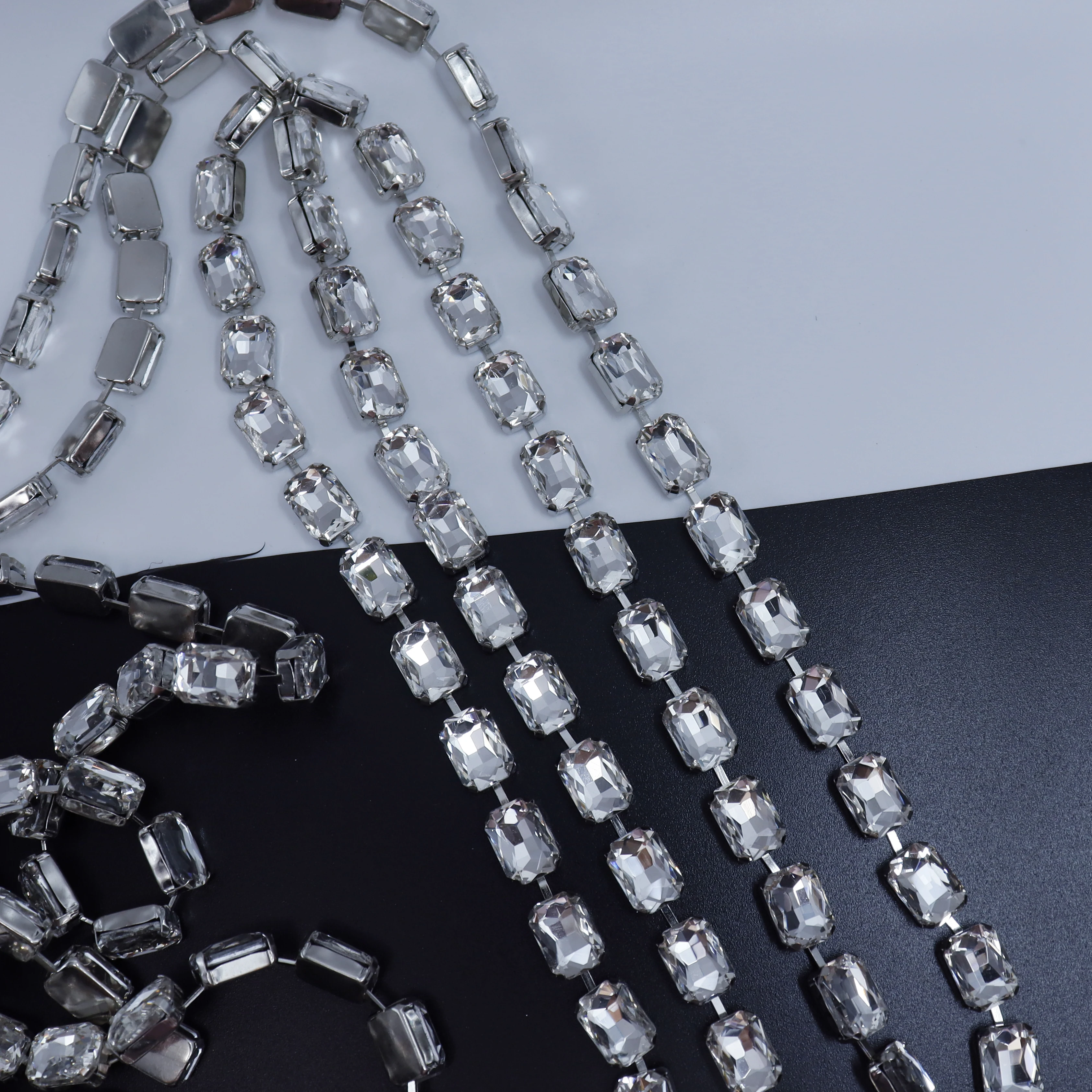 1 Yard Dense Shaped Crystal Rhinestone Chain Trim for Sewing Craft Clothing DIY Bridal Bouquet Embellishments