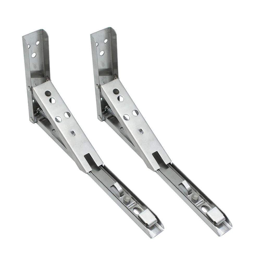 

2pcs Stainless Steel Wall Shelf Brackets Loaded Support Foldable Corner Braces Home Bookshelf Storage 14 Inches