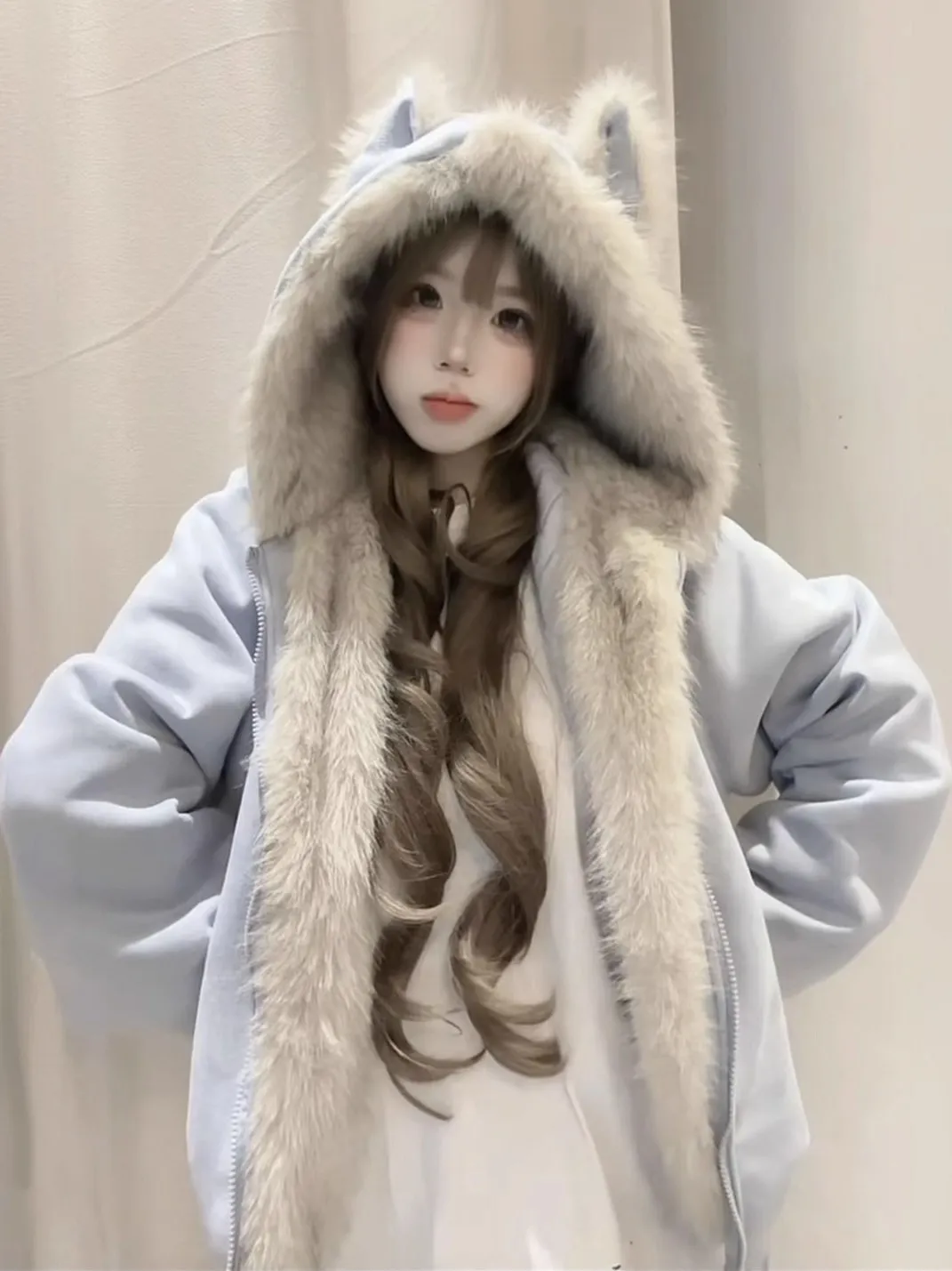 الكورية Sle رقيق لطيف الأذن أسفل Jaet المرأة شتاء جديد على الوجهين ارتداء مكافحة الشيخوخة صغيرة الحجم القطن ملابس خارجية #3