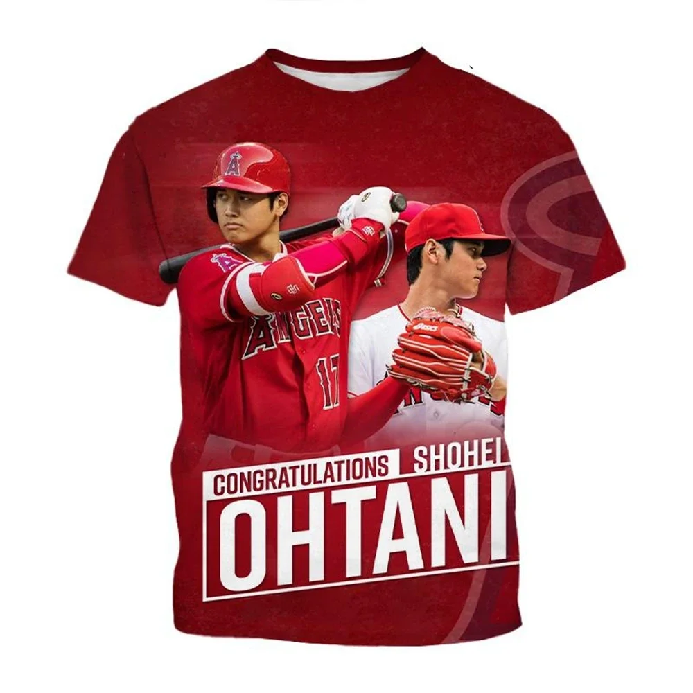 Summer Casual New Fashion Personality Baseball Otani Shohei 3D Printed T-shirt Round Neck Short Sleeve Unisexes Sports T-shirt