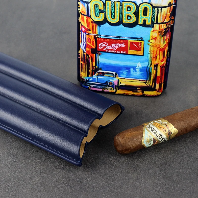 2023 NEW Cigar Case Leather Classic Cigar Cigarrate Box Pocket Cuba Cigar Humidor Holder Travel Smoking Accessories